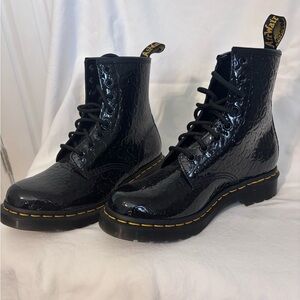 Dr. Martens Shiny Black Embossed Lace-Up Boots